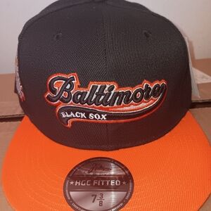 Baltimore Black Sox League Champs Fitted Hat - Black and Orange